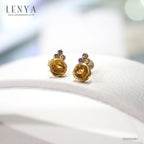 LENYA ต่างหูพลอยซิทริน (Citrine) ประดับพลอยอเมทิสต์ สีสันสดใส ตัวเรือนเงินแท้ชุบทอง