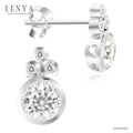 LENYA ต่างหู CZ จาก SWAROVSKI ทรงกลมน่ารัก ขนาด 5 มิล บนตัวเรือนเงินแท้925 ชุบทองคำขาว