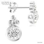 LENYA ต่างหู CZ จาก SWAROVSKI ทรงกลมน่ารัก ขนาด 5 มิล บนตัวเรือนเงินแท้925 ชุบทองคำขาว