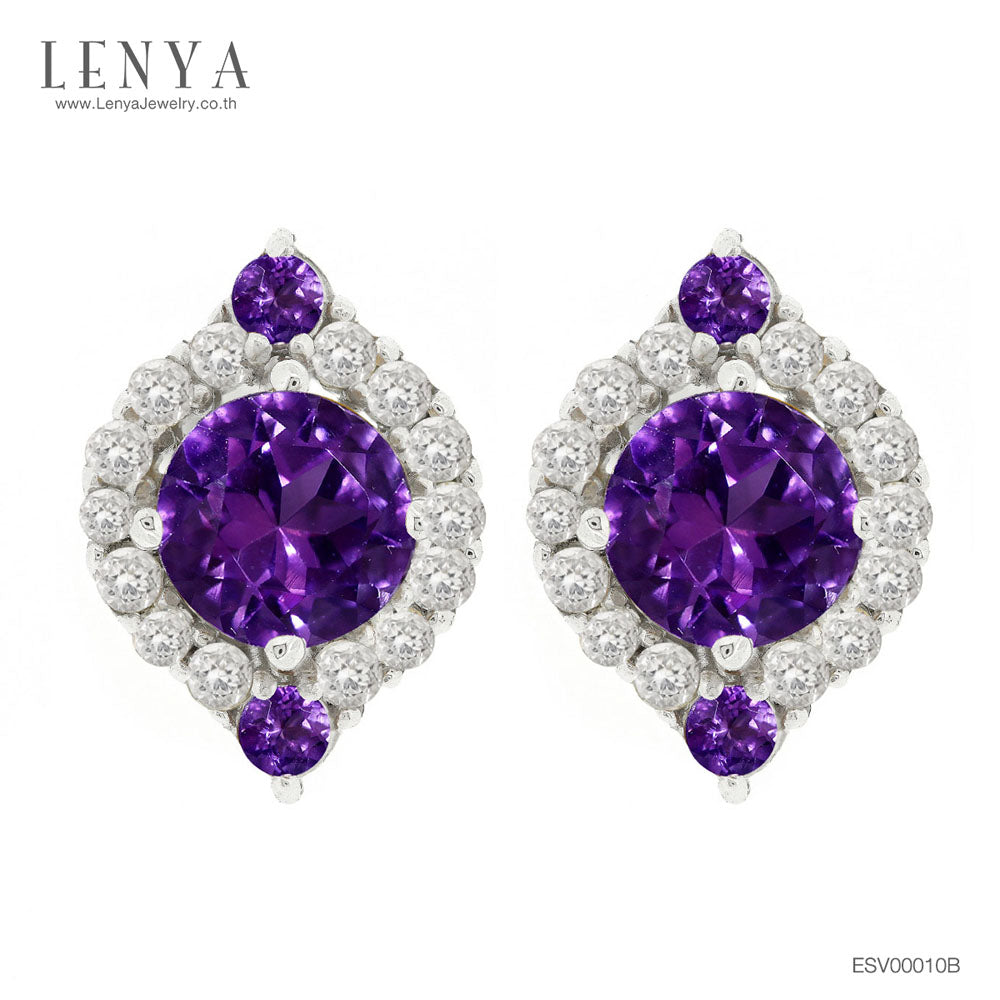 LENYA ต่างหูเงินแท้ ประดับพลอยอเมทิสต์ และ CZ เสริมให้ร่ำรวยอย่างมีสติ