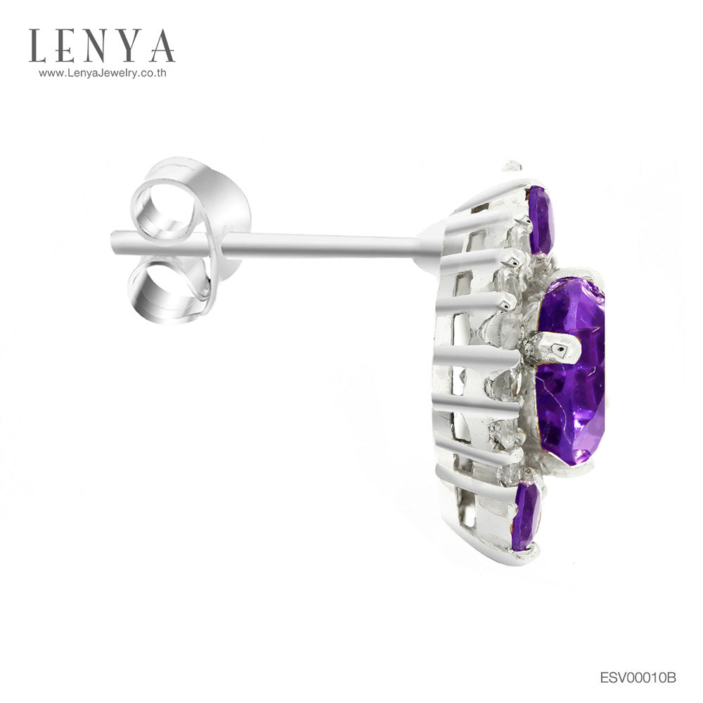 LENYA ต่างหูเงินแท้ ประดับพลอยอเมทิสต์ และ CZ เสริมให้ร่ำรวยอย่างมีสติ