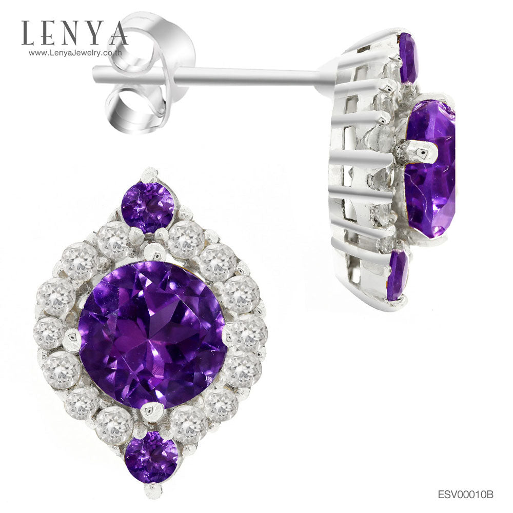LENYA ต่างหูเงินแท้ ประดับพลอยอเมทิสต์ และ CZ เสริมให้ร่ำรวยอย่างมีสติ