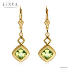 LENYA ต่างหูพลอยเพอริดอท (Peridot) คลาสสิคเหนือกาลเวลา ตัวเรือนเงินแท้ชุบทอง