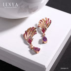 LENYA ต่างหูเงินแท้ ประดับพลอย อเมทิสต์ ทับทิม และ CZ