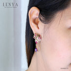LENYA ต่างหูเงินแท้ ประดับพลอย อเมทิสต์ ทับทิม และ CZ