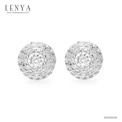 LENYA ต่างหู CZ DiamondLike ทรงกลมน่ารัก ขนาด 4 มิล บนตัวเรือนเงินแท้925 ชุบทองคำขาว