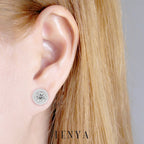 LENYA ต่างหู CZ จาก SWAROVSKI ทรงกลมน่ารัก ขนาด 4 มิล บนตัวเรือนเงินแท้925 ชุบทองคำขาว
