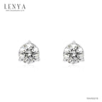LENYA ต่างหู SWAROVSKI ZIRCONIA ทรงกลม ตัวเรือนเงินแท้ชุบทองคำขาวแท้