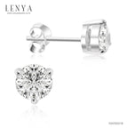 LENYA ต่างหู SWAROVSKI ZIRCONIA ทรงกลม ตัวเรือนเงินแท้ชุบทองคำขาวแท้