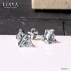 LENYA ต่างหู CZ DiamondLike รูปทรงสามเหลี่ยม ขนาด 6 มิล บนตัวเรือนเงินแท้925 ชุบทองคำขาว