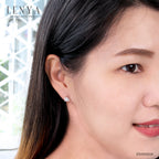 LENYA ต่างหู CZ DiamondLike รูปทรงสามเหลี่ยม ขนาด 6 มิล บนตัวเรือนเงินแท้925 ชุบทองคำขาว