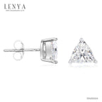 LENYA ต่างหู CZ DiamondLike รูปทรงสามเหลี่ยม ขนาด 6 มิล บนตัวเรือนเงินแท้925 ชุบทองคำขาว