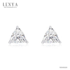 LENYA ต่างหู CZ DiamondLike รูปทรงสามเหลี่ยม ขนาด 6 มิล บนตัวเรือนเงินแท้925 ชุบทองคำขาว