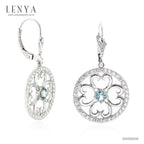 LENYA ต่างหูดีไซน์สวย ประดับพลอยบลูโทแพซ(Blue Topaz)และ คิวบิกเซอร์โคเนีย (Cubic Zirconia)