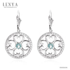 LENYA ต่างหูดีไซน์สวย ประดับพลอยบลูโทแพซ(Blue Topaz)และ คิวบิกเซอร์โคเนีย (Cubic Zirconia)