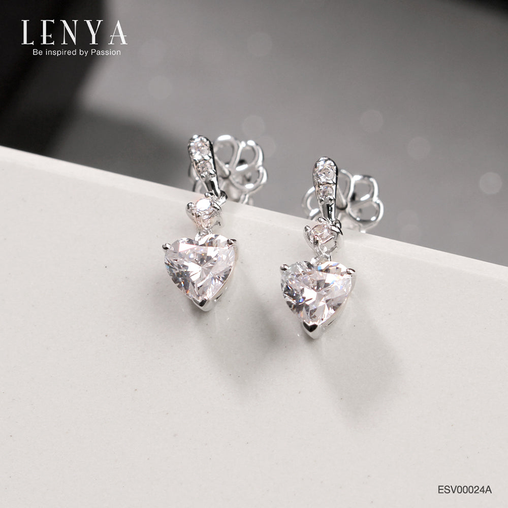 LENYA ต่างหู CZ DiamondLike สวยสง่ามีสไตล์ ขนาด 6 มิล บนตัวเรือนเงินแท้925 ชุบทองคำขาว