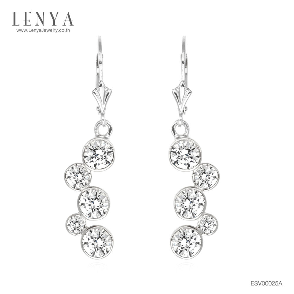 LENYA ต่างหู CZ จาก SWAROVSKI ใส่ได้ทุกวัน ดูหรูหรา ขนาด 5 มิล ตัวเรือนเงินแท้925 ชุบทองคำขาว