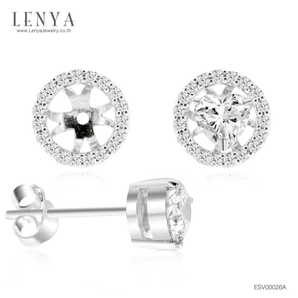 LENYA ต่างหูเงินแท้ 925 ชุบทองขาว ดีไซน์ตัวต่างหูประดับด้วย SWAROVSKI ZIRCONIA  สวยหรู ดูสง่า