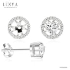 LENYA ต่างหูเงินแท้ 925 ชุบทองขาว ดีไซน์ตัวต่างหูประดับด้วย SWAROVSKI ZIRCONIA  สวยหรู ดูสง่า