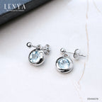 LENYA ต่างหูพลอยบลูโทแพซ เสริมความมั่นใจ ชัดเจน ปัญญา ขนาด 6 มิล ตัวเรือนเงินแท้925 ชุบทองคำขาว