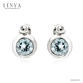 LENYA ต่างหูพลอยบลูโทแพซ เสริมความมั่นใจ ชัดเจน ปัญญา ขนาด 6 มิล ตัวเรือนเงินแท้925 ชุบทองคำขาว