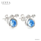 LENYA ต่างหู LENYA ETERNAL ประดับ SWAROVSKI ZIRCONIA สีฟ้าสวยงาม ตัวเรือนเงินแท้ชุบทองขาว
