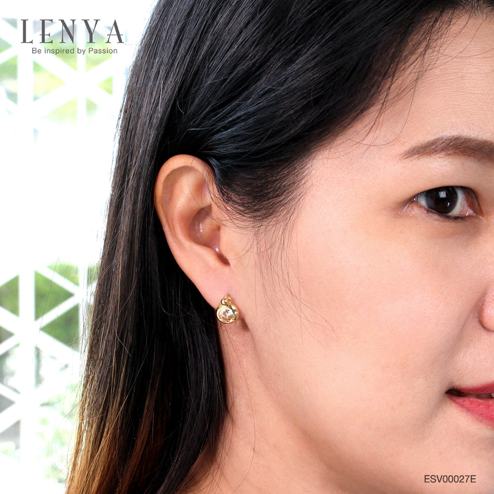 LENYA ต่างหู  ETERNAL ประดับ SWAROVSKI ZIRCONIA สวยงาม ตัวเรือนเงินแท้ชุบทอง