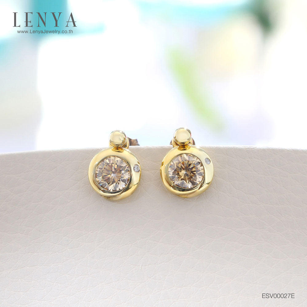 LENYA ต่างหู  ETERNAL ประดับ SWAROVSKI ZIRCONIA สวยงาม ตัวเรือนเงินแท้ชุบทอง