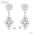 LENYA ต่างหูเพชร DiamondLike ดีไซน์เก๋ ทันสมัยรูปหัวใจ ด้วยลวดลายกราฟฟิค บนตัวเรือนเงินแท้ชุบทองคำขาว