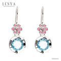 LENYA ต่างหูพลอยบลูโทแพซ เสริมความมั่นใจ ชัดเจน ปัญญา ขนาด 8 มิล ตัวเรือนเงินแท้925 ชุบทองคำขาว