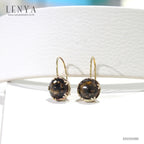 LENYA ต่างหูพลอยสโมคกี้ควอร์ซ (Smoky Quartz) สีน้ำตาล เสริมอำนาจบารมี  ช่วยกระตุ้นพลังความกระตือรือร้นในการทำงาน ให้งานบรรลุความสำเร็จ ตัวเรือนเงินแท้ชุบทองคำ