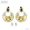 LENYA ต่างหูเงินแท้ 925 ชุบทองขาว และ ชุปทองคำ ประดับด้วย Swarovski Zirconia ฉลุลายดอกไม้น่ารัก