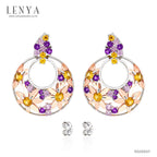 LENYA ต่างหู แซฟไฟร์  เสริมความสุข ความกล้า พลังบวก ขนาด 3 มิล ตัวเรือนเงินแท้925 ชุบทองคำขาว