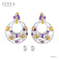 LENYA ต่างหูพลอยอเมทิสต์ เสริมความสงบใจ มีสติ มั่งคั่ง ขนาด 2 มิล ตัวเรือนเงินแท้925 ชุบทองคำขาว