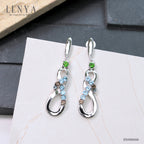 LENYA ต่างหูพลอยบลูโทแพซ เสริมความมั่นใจ ชัดเจน ปัญญา ขนาด 1.5 มิล ตัวเรือนเงินแท้925 ชุบทองคำขาว