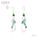 LENYA ต่างหูพลอยบลูโทแพซ เสริมความมั่นใจ ชัดเจน ปัญญา ขนาด 1.5 มิล ตัวเรือนเงินแท้925 ชุบทองคำขาว