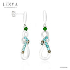 LENYA ต่างหูพลอยบลูโทแพซ เสริมความมั่นใจ ชัดเจน ปัญญา ขนาด 1.5 มิล ตัวเรือนเงินแท้925 ชุบทองคำขาว