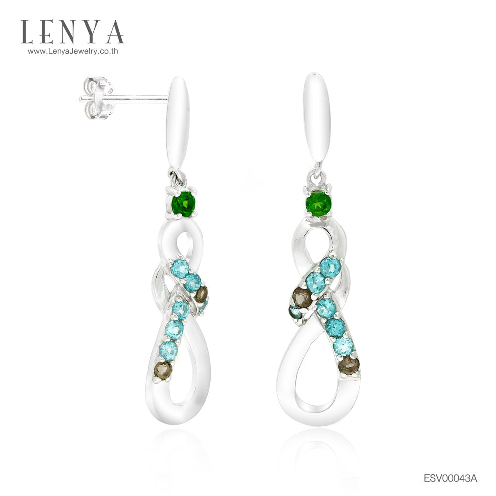 LENYA ต่างหูพลอยบลูโทแพซ เสริมความมั่นใจ ชัดเจน ปัญญา ขนาด 1.5 มิล ตัวเรือนเงินแท้925 ชุบทองคำขาว