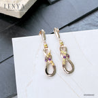 LENYA ต่างหูบุษราคัม  เสริมความโชคดี มั่งคั่ง ปัญญา ขนาด 2.5 มิล ตัวเรือนเงินแท้925 ชุบพิงค์โกลด์