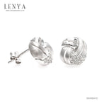 LENYA ต่างหูเงินแท้ 925 ชุบทองขาว ประดับด้วย Swarovski cubic zirconia
