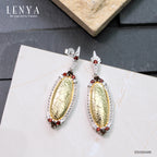LENYA ต่างหูพลอยสโมกกี้ควอตซ์ เสริมด้านใจแกร่ง สำเร็จ มั่นคง ขนาด 2 มิล ตัวเรือนเงินแท้925 ชุบทูโทน