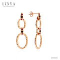 LENYA ต่างหูเงินแท้ 925 ชุบพิ้งโกลด์ ประดับด้วยพลอย ทับทิม(Ruby) และ สโมคกี้ควอตซ์(Smoky Quartz) ต่างหูคู่สวย สวยรับกับใบหน้า