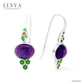 LENYA ต่างหูเงินแท้ ประดับพลอย อเมทิสต์ โครมไดออพไซด์ ซิทริน และชาโวโรท์