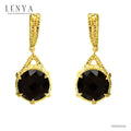 LENYA ต่างหูพลอย สโมกกี้ควอตซ์ (Smoky Quartz)  ตัวเรือนเงินแท้925 ชุบทอง