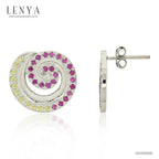 LENYA ต่างหู CZ สีเหลือง จาก Swarovski เสริมลุคทันสมัย ขนาด 1.75 มิล ตัวเรือนเงินแท้925 ชุบทองคำขาว