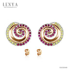 LENYA ต่างหู CZ สีชมพูจาก Swarovski ความงามที่สะกดทุกสายตา ขนาด 1.25 มิล ตัวเรือนเงินแท้925 ชุบทูโทน