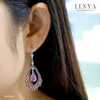 LENYA ต่างหูเงินแท้ 925 ชุบโรเดียม ดีไซน์ทรงหยดนํ้าหวานสไตล์เจ้าหญิง ประดับด้วยอัญมณีมีค่า 4 ชนิด อาทิ Amethyst, Ruby, Smoky Quartz, และ CZ เสริมลุคงามสง่า เด่นสะกดทุกสายในในชั่ววินาที