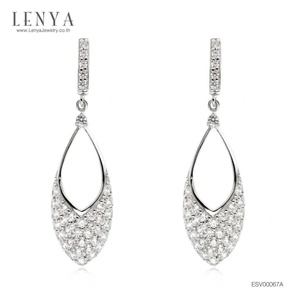 LENYA ต่างหู CZ จาก SWAROVSKI ทรงน่ารักเรียบง่ายแต่หรูหรา ขนาด 2 มิล ตัวเรือนเงินแท้925 ชุบทองคำขาว