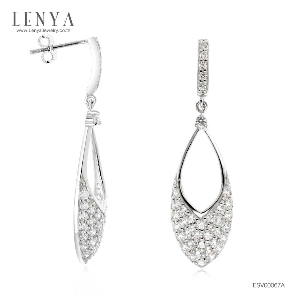 LENYA ต่างหู CZ จาก SWAROVSKI ทรงน่ารักเรียบง่ายแต่หรูหรา ขนาด 2 มิล ตัวเรือนเงินแท้925 ชุบทองคำขาว