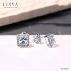 LENYA ต่างหู CZ จาก SWAROVSKI ทรงสี่เหลี่ยมน่ารัก ขนาด 4 มิล ตัวเรือนเงินแท้925 ชุบทองคำขาว